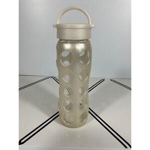 Lifefactory Glass Water Bottle Pearl White Silicone Sleeve Handle 22oz